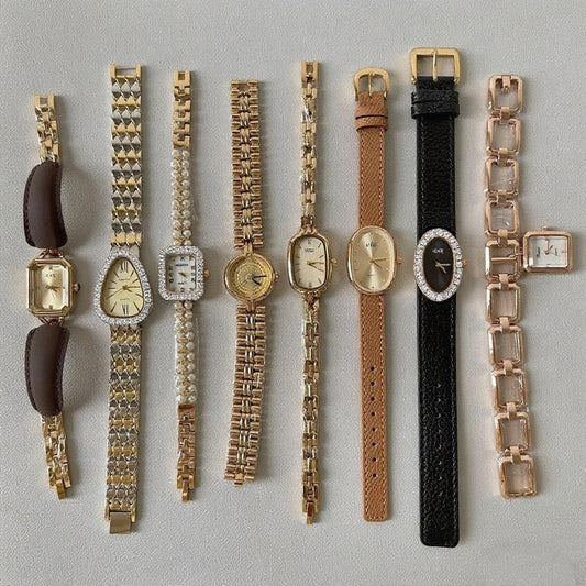 A vintage watch that blends leather texture with golden accents, exuding an elegant aura