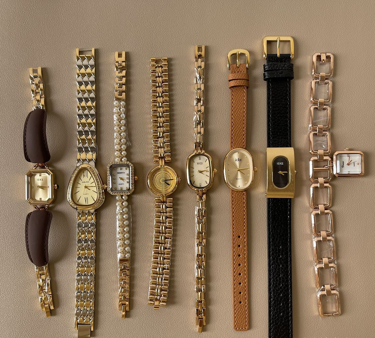 Elegant and Luxurious Watch with Square Pearl Watch Strap